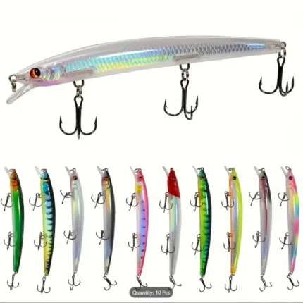 10pcs Premium Minnow Fishing Bait Set – 15.5g, 13.5cm/5.3in